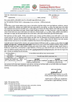 রোভার স্কাউট ফি, বার্ষিক ইউনিট নবায়ন ফি ও বিশ্ব স্কাউট সংস্থার বার্ষিক ফি প্রদান প্রসঙ্গে